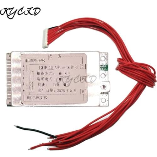 BMS 13S 48V 15A Li-Ion Lithium 18650 Battery Pack Charge Protection Board PCM/PCB Common Port For Electric Bicycle Escooter