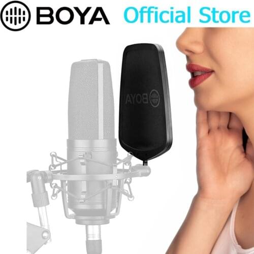 Large-Diaphragm Studio Microphone Pop Filter for Podcast, BOYA Audio Condenser Microphone with Sturdy Housing for Vocal