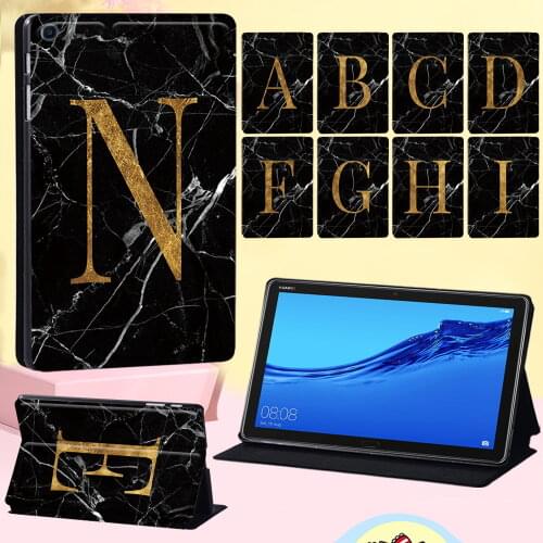 For Huawei MediaPad M5 Lite 8/M5 Lite 10.1"/MediaPad M5 10.8" Anti -cratch Tablet Case Marble Letter Leather Flip Cover Case