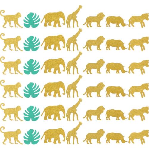 100pcs Hawaiian Jungle Theme Monstera Animal Creative Confetti Decorations Paper Scatters Confetti Decor for Birthday Party A50