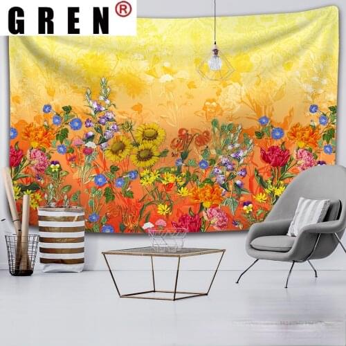 GREN Tapestry Floral Plants Wall Rugs Wall Hanging Fabric Mural Background Cloth Towel Beach Fabric Blanket Dorm Living Home Dec