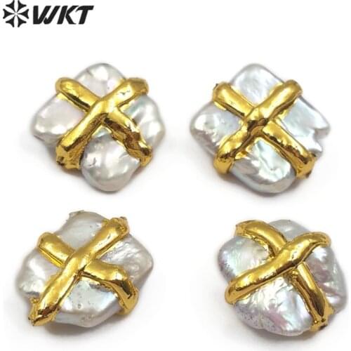 JF312 Trendy Natural Freshwater Pearl Accessories With High Quality Metal Plated Decoration For Female To DIY Jewelry Finding