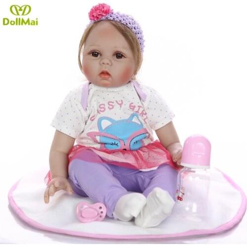 22inch Boneca reborn girl bebe alive silicone dolls toys for children gift real ture looking newborn alive dolls