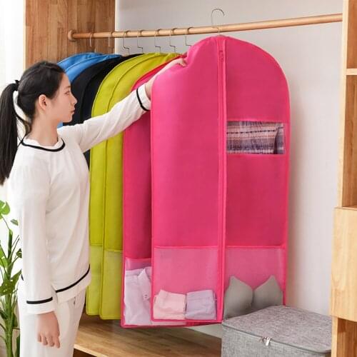 Hot Wardrobe Home Clothes Dust Cover Transparent Coat Suit Hanging Storage Bag With Zipper Simple Wardrobe Clothes Organizer Bag