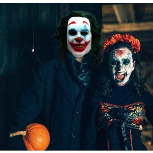 Joker Mask Movie The Dark Knight Cosplay Horror Scary Clown Mask Green Hair Halloween Latex Masks Party Costume Props