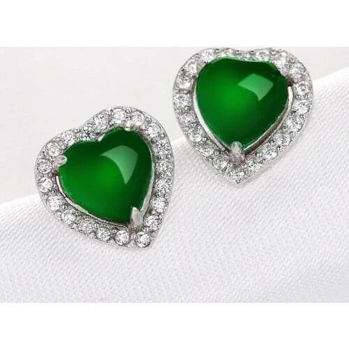 MENGYI Popular Classic Heart Shaped Green Zircon Women Stud Earrings For Mothers Day Birthday Gift Minimalist 925925 Jewelry