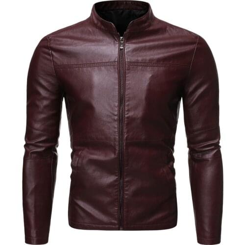 Vogue Motorcycle Pulls The Wind Cool Handsome Jacket Mens Casual Long Sleeve Solid Thicken Leather Jacket Top Slim Fit Pop