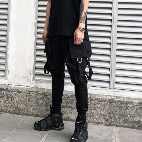 Men High Street Fashion Pants Splice Harem Pants Male Hip Hop Trousers Jogger Sweatpants Multiple pockets zipper cargo pants