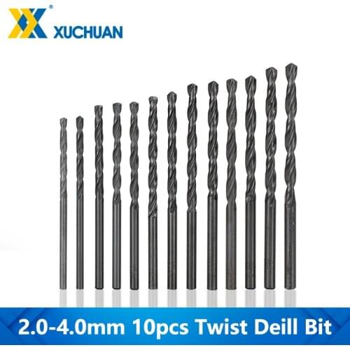 Twist Drill Bit Set HSS Drill Bit 2.0-4.0mm Nitride Coating 10pcs Gun Drill Bit For Wood Metalworking Tools Hole Cutter Drilling
