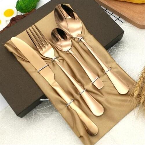 Stainless Steel Cutlery Set 4Pcs/Set Reusable Fashion Rose Gold Tableware Set Gold Silver Knife Dinnerware