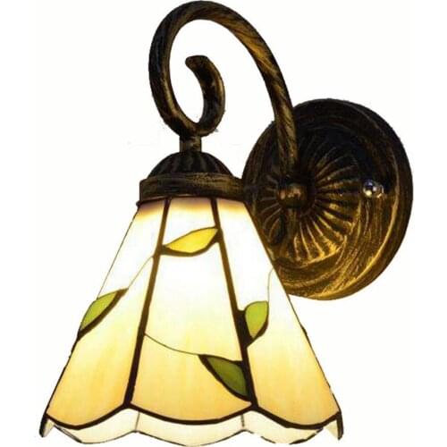 Tiffany Corridor Wall Lights Bedroom Bedsides Beige Glass Lampshade Wall Scocne Balcony Porch Mirror Front Bathroom Wall Light