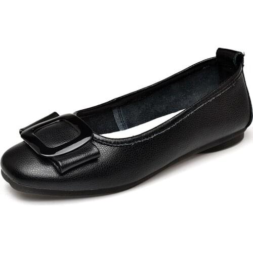 2021New Womens Flat Shoes Metal Buckle Decoration Set Foot Commuter Peas Shoes Comfortable Soft Sole Womens Shoes Summer Shoes