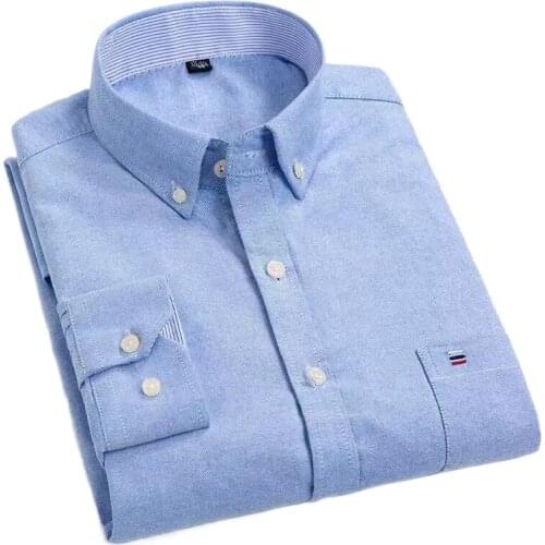 2021 new spring and autumn mens shirts pure cotton Oxford casual shirt middle-aged and young Korean version loose casual shirt