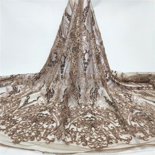 New Arrivals Handmade Beads Lace Fabrics High Quality African Tulle French Lace Embroidery Nigerian Fabric for Sewing H0266