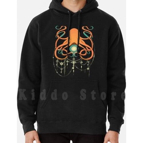 Timeless Octopus-Orange hoodies long sleeve Octopus Original Steampunk Chains Beautiful Delicate Tattoo Keys