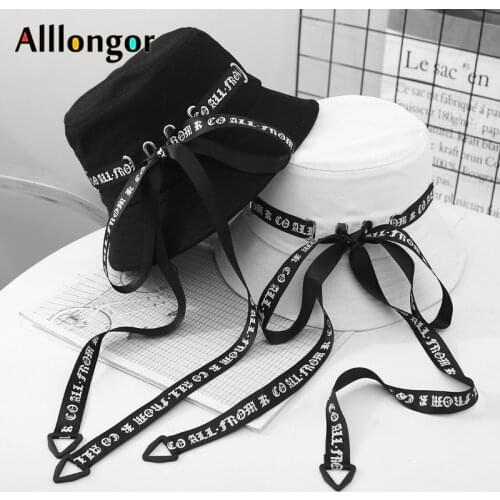 Fashion 2021 Summer Unisex Black White Bucket Hat Women Men Panama Letter Print Bob Femme fishing fisherman hat Cap Hip Hop