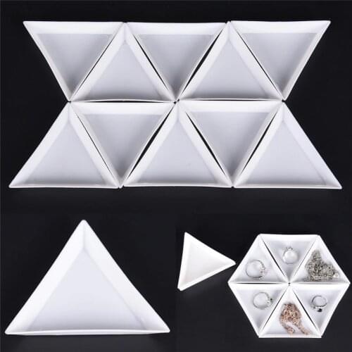 10pcs/lot Environmental PP Triangle Plate For Jewelry Beads Organizer White Containers For Beads Display Plastic Tray Packaging