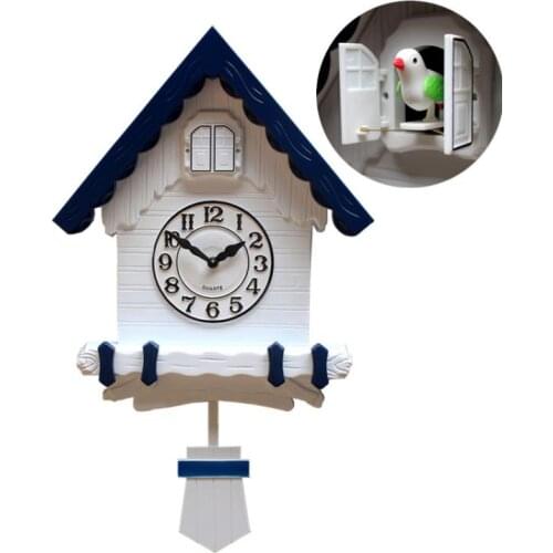 Plastic Swingable Cuckoo Clock 3d Digital Creative Novelty Wall Clock Rustic White Timer Orologio Parete Home Decor EB50WC