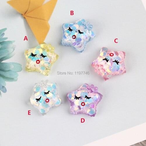 Star Charms for Jewelry making Cartoon Charms 10pcs Kawaii Resin flatback Cabochon for Scrapbooking Diy Accessories Slime Charm