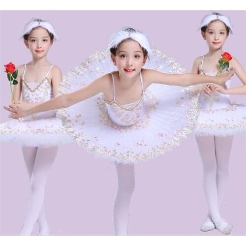 Professional Ballet Tutu Child Swan Lake Costume White Red Ballet Dress for Children Pancake Tutu Girls Dancewear