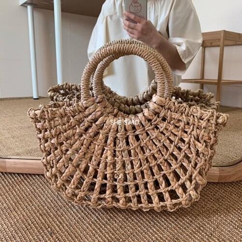 Hollow Fashion Women Tote Bag Straw Summer Beach Handbag Female Shoulder Bag Ladies' Shopping Travel Crossbody Bag Satchel Sac