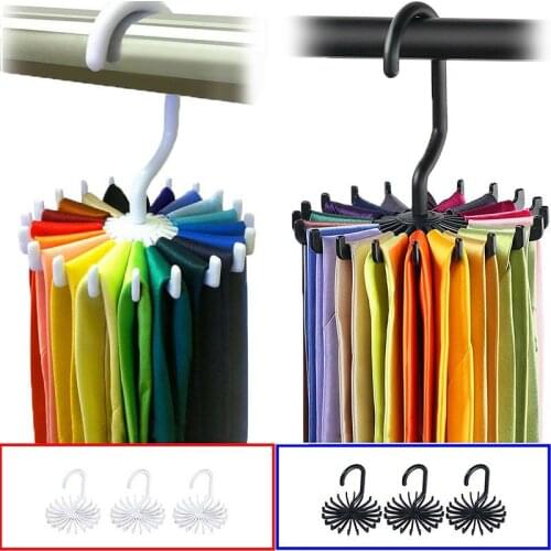 Rotating tie rack hanger organizer Rotating scarf tie hook bracket non-slip durable plastic storage tool