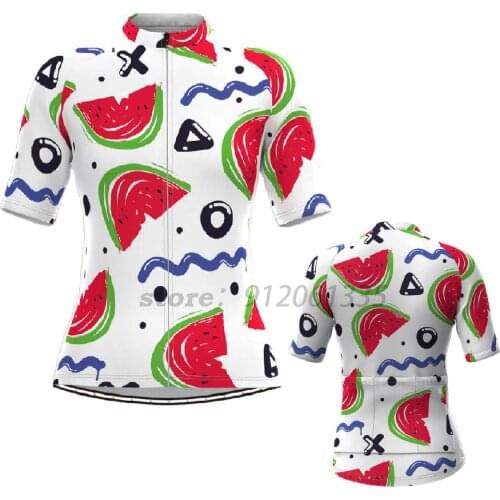 Watermelon Womens Short Sleeve Cycling Jersey White New Cycling Clothes Bicycle Cycling Top Bike Top Road Wear