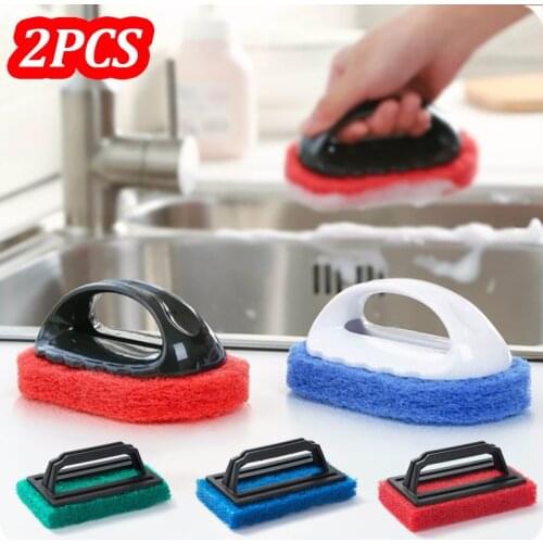 1/2 PCS Handle Cleaning Sponge Glass Wall Cleaning Cloth Cleaning Brush Tools for bathroom Toilet Kitchen window