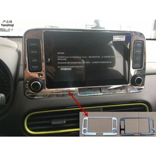 Stainless steel 1pc Navigation decorative panel car stickers For Hyundai Kona Encino 2018 2019 Car Stying