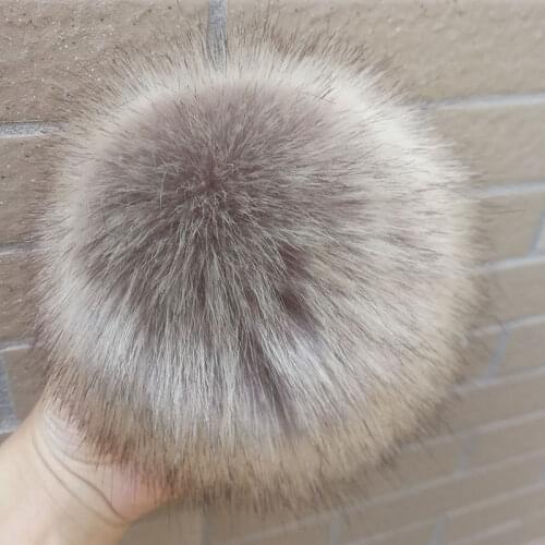 1PC Fluffy Faux Fox fur 12CM Pompoms with Press Stud/Button or Elastic Loop for Beanie knitting Hat Women Bag DIY Accessorsories