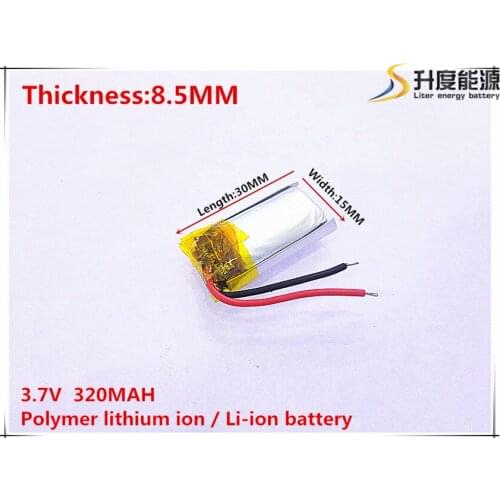 1pcs [SD] 3.7V,320mAH,[851530] Polymer lithium ion / Li-ion battery for TOY,POWER BANK,GPS,mp3,mp4,cell phone,speaker
