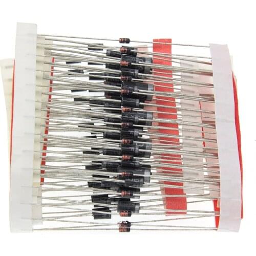 1N4148 1N4007 1N5819 1N5399 1N5408 1N5822 FR107 FR207,8 valores = 100 uds, paquete de componentes electrónicos, juego de diodos