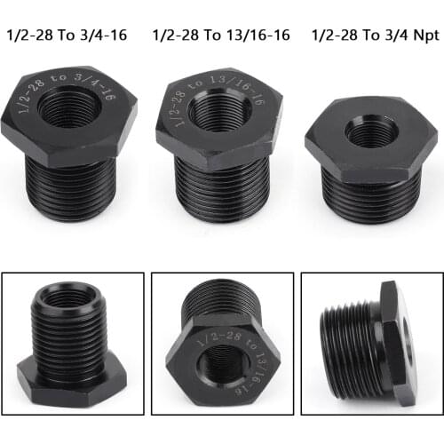 3PCS 1/2-28 to 3/4-16, 13/16-16, 3/4 NPT Thread Oil Filter Adapters Black New