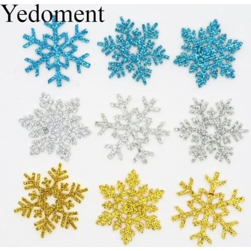 36PCS Snowflake Patches Glitter Leather/Non-Woven Fabric For Girls Hair Clips Bows Christmas Decorative M19092501