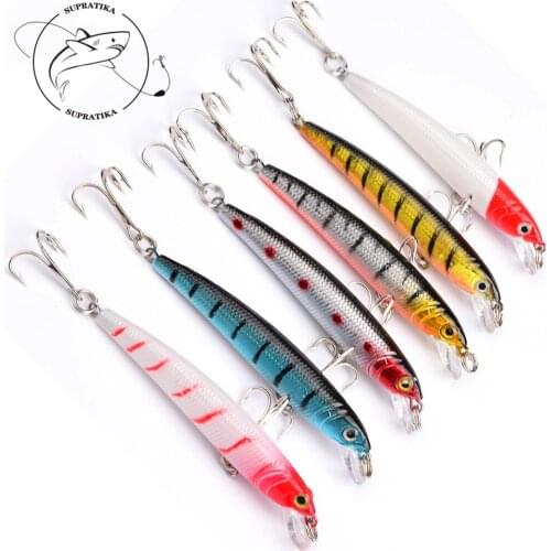6Pcs Minnow Fishing Lure 75mm/5.6g Reflective Light Bait Tackle Deep Water Sea Fishing Wobblers Pesca Artificial Floating Baits
