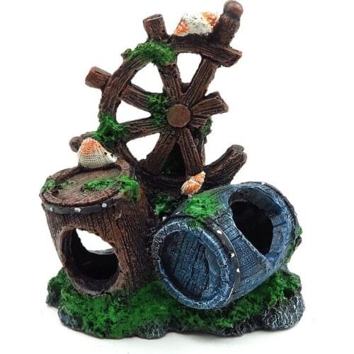 Aquarium decoration tank decoration deco aquarium Fish tank landscaping fish avoiding holes simulating worn-out wine barrels