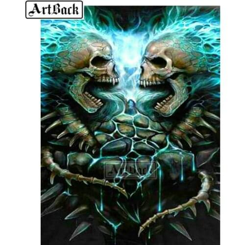 New full square / round drill 5d diy diamond painting two skull icon 3d rhinestone mosaic cross stitch wall sticker decoration