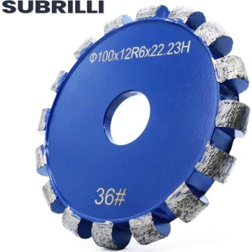 SUBRILLI 4 inch Diamond Tuck Point Blade R6 Fluting Wheel Wall Floor Grinding Cutting Disc Sintered for Granite Marble Concrete