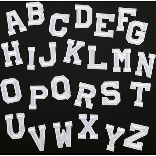 White English Alphabet Letters Embroidered Lace Patch Applique For Clothes Bag Sew on Bagde Patches