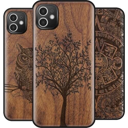 For iPhone 12 Case New Wood funda iPhone 12 Pro Max Walnut Wood TPU Back Cover For iPhone 12 Mini iPhone 12 Pro Phone case