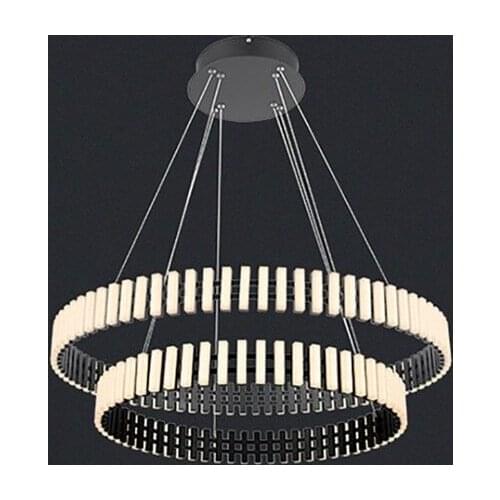 Black Modern Luxury LED Chandelier Lighting Dining Living Room Creative Round Hanging Lamp Simple Bedroom Lobby Home Art Fixture