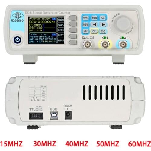 JDS6600 MAX 60MHz Digital Control Dual-channel DDS Function Signal Generator frequency meter Arbitrary sine Waveform