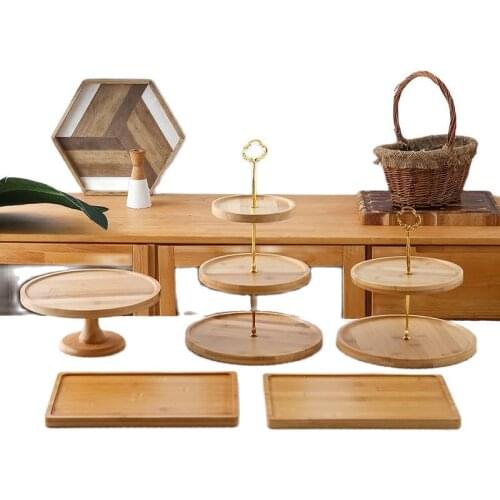 Wood Fruit Plate Three-layer Cake Plates Candy Dessert Multi-layer Tray Afternoon Tea Snack Stand Household