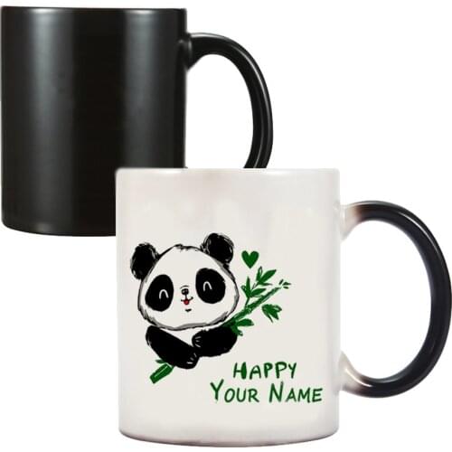 Custom Printed Cute Panda Personalised Name Text Ceramic Creative 11oz Girl Boy Kids Gift Milk Coffee Mug