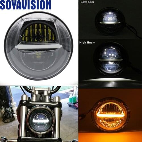 5 3/4" White DRL High Low Beam Projector Led Car Motorcycle Headlight For Dyna Sportster Softail