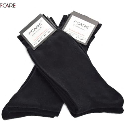 Fcare 8PCS=4 pairs 40, 41, 42, 43, 44, 45 plus size long leg business calcetines men cotton dress wedding black socks crew socks