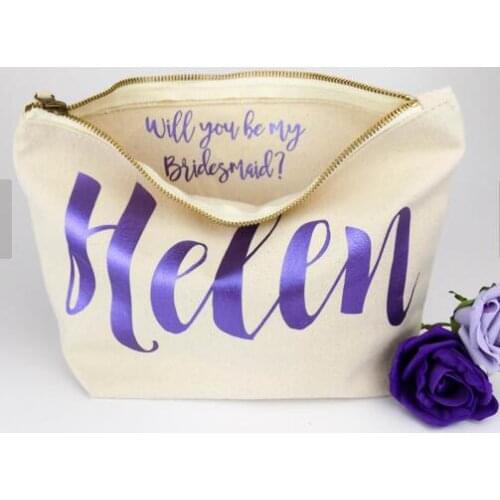 Personalised Bridesmaid Gift Make Up Bags Will you be my Bridesmaid, Maid of Honour Unique Gift for Bridal Party Bags