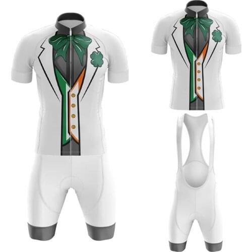 NEW Cycling Jersey Set Maillot Ciclismo Hombre White Men Cycling Clothing Bib Shorts Breathable Gel Pad MTB Bike Suit