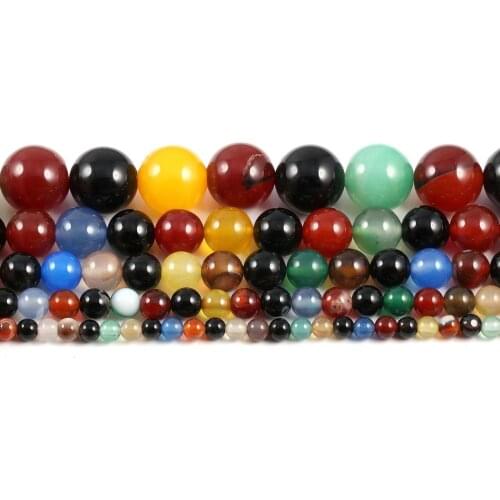 Natural Semi Precious Stone Beads Colored Agates Circular For Making Necklaces Bracelets And Other Accessories 38cm / String