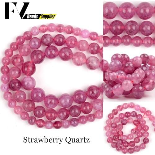 6 8 10mm Natural Strawberry Crystal Quartz Stone Beads For Jewelry Making DIY loose Spacer Beads Necklace Bracelet Accessories